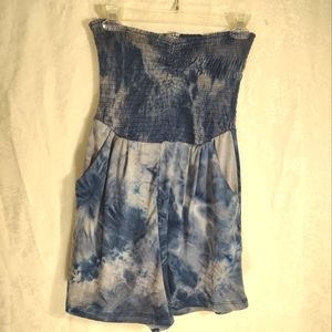 J for Justify blue gray tie dye romper   junior L  #542